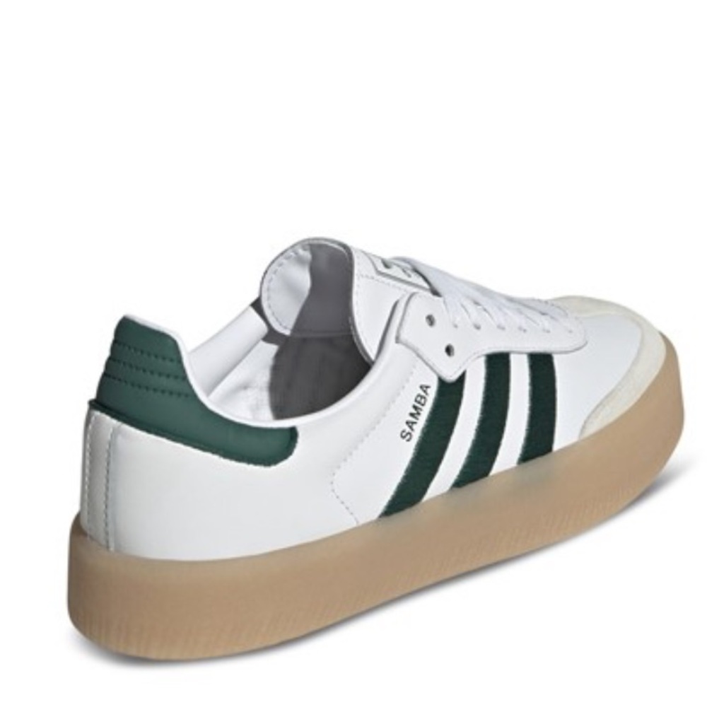 adidas Samba Platform Sneakers White with Dark Green and Gum Sole - Picture 3 of 12
